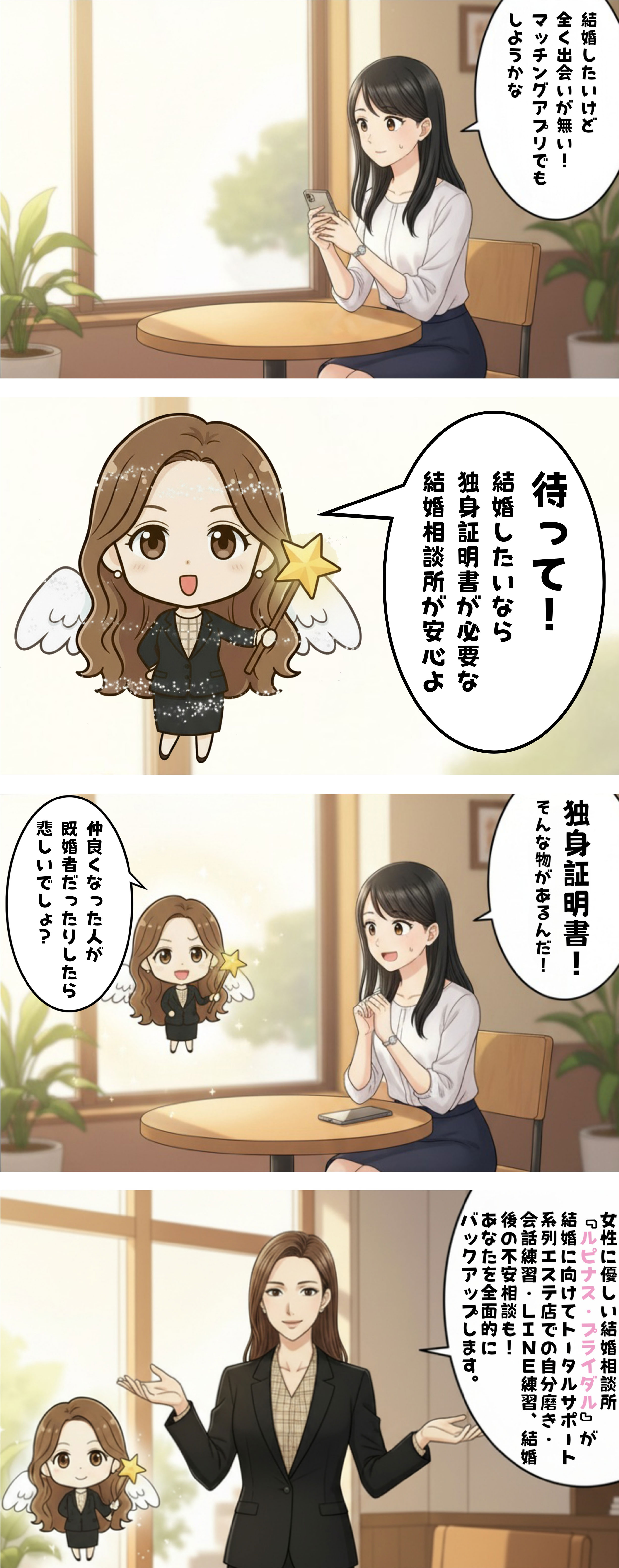 4コマ漫画:結婚相談所が安心な理由